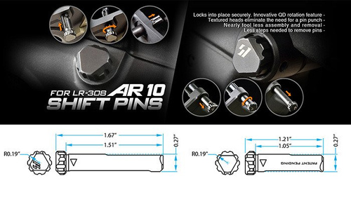 Strike Industries - Zestaw pinów Shift do AR-10 - Czarny